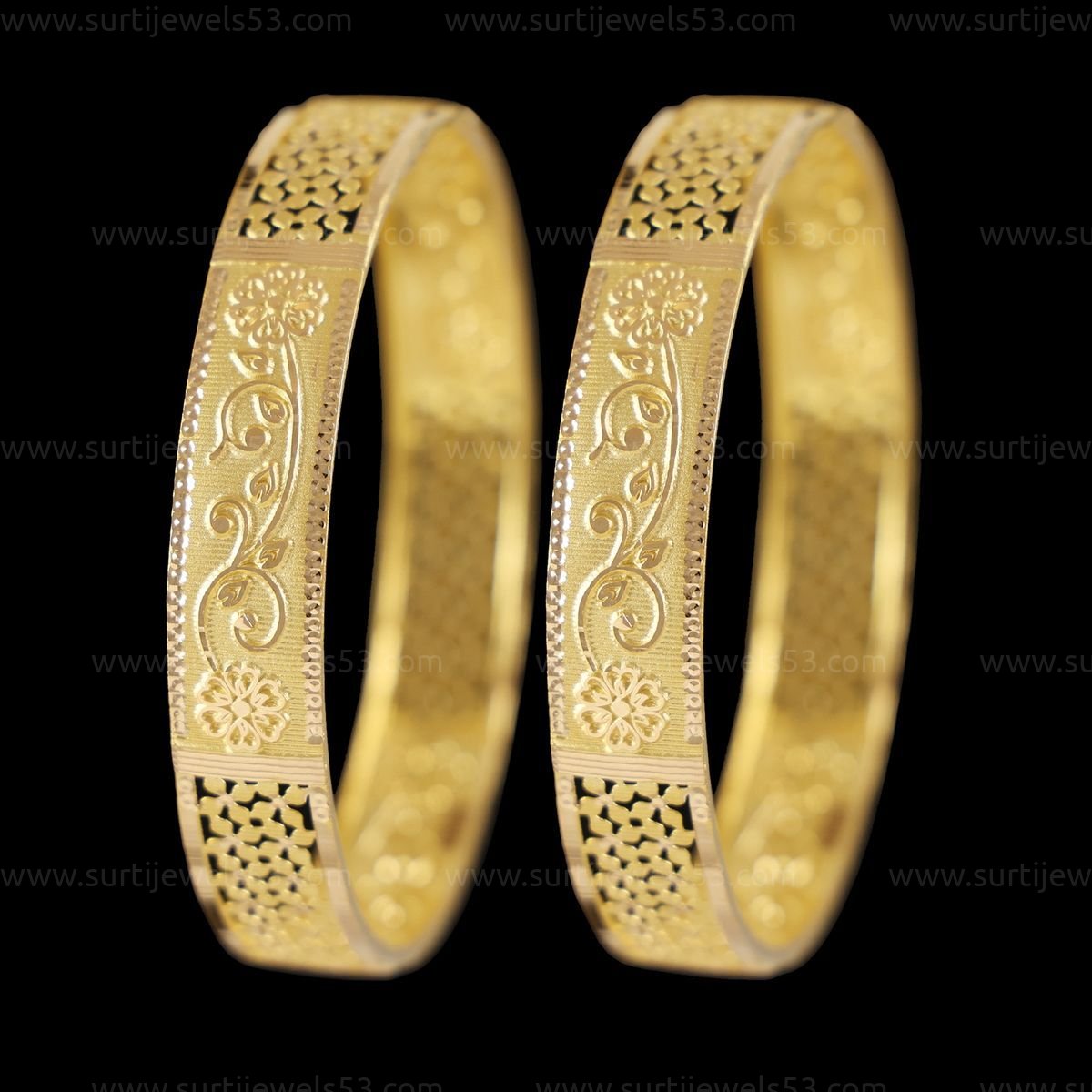 22 KT GOLD SIDE CUTTING BANGLE